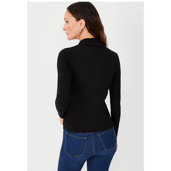 Tweeds Shawl Collar Timeless Wrap Black Cotton Top - Picture 2 of 8